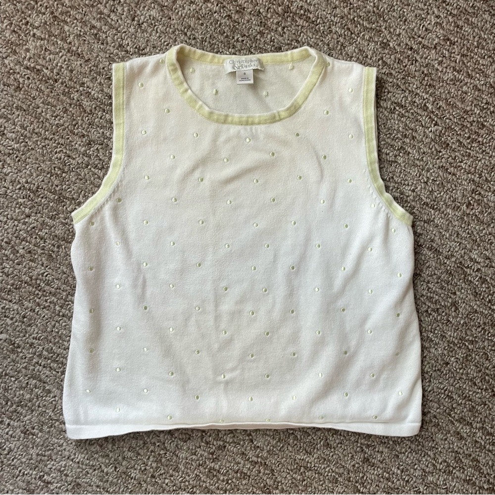 Vintage Christopher & Banks Ivory Top with Light Green Accents